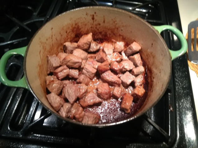 Beef Stroganoff browned beef