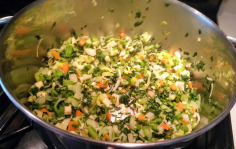 Lovage soup sauteed veggies B4 adding broth