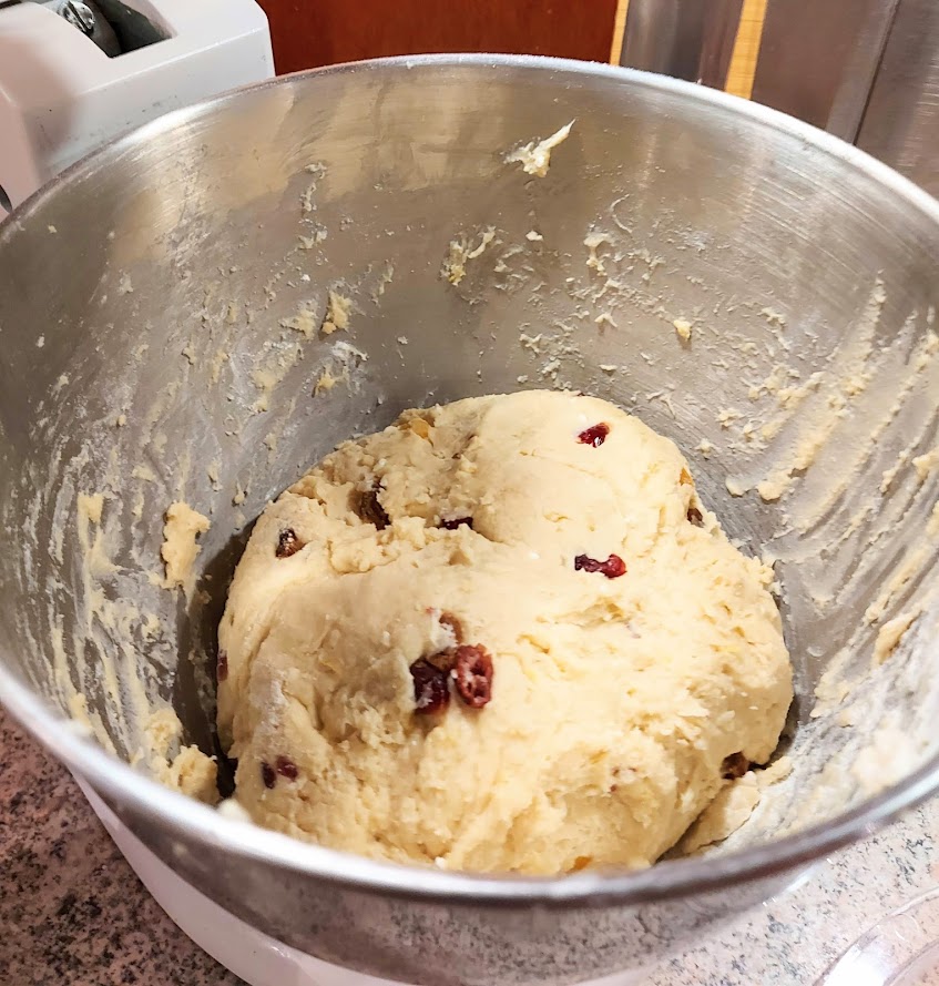 Farmers cheese vanocka dough in bowl